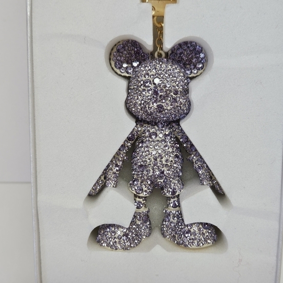 NEW BaubleBar Disney Mickey Mouse Bling Rare Purple Crystal Bag Charm Key - Picture 2 of 4
